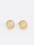 Gold Round solitaire Studs with medusa motif