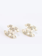 Double C White Enamel CZ  earrings