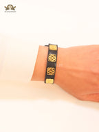 Alphabet L black leather bracelet