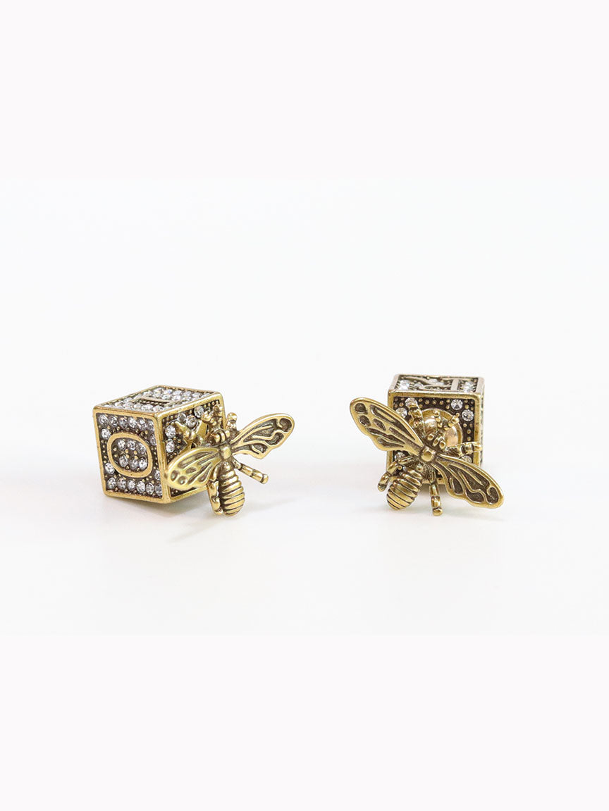 Rustic dragon fly square studs