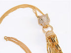 Gold panther face sleek tassel pendant