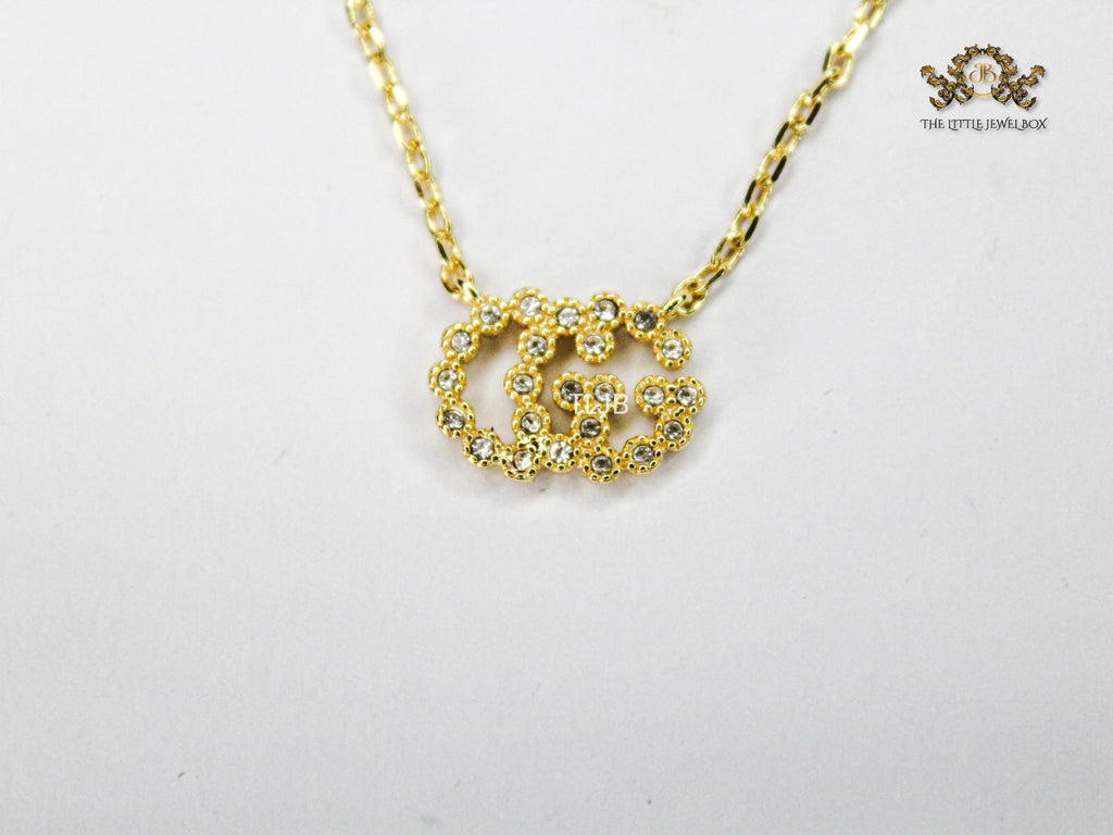 Alphabet Double G chain with CZ in gold