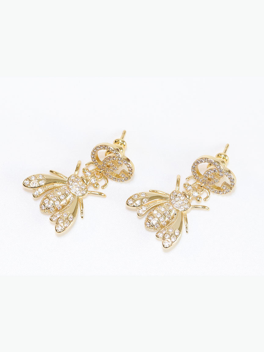 Double G gold dragon fly CZ dangles