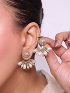 Double G rustic long pearl earrings