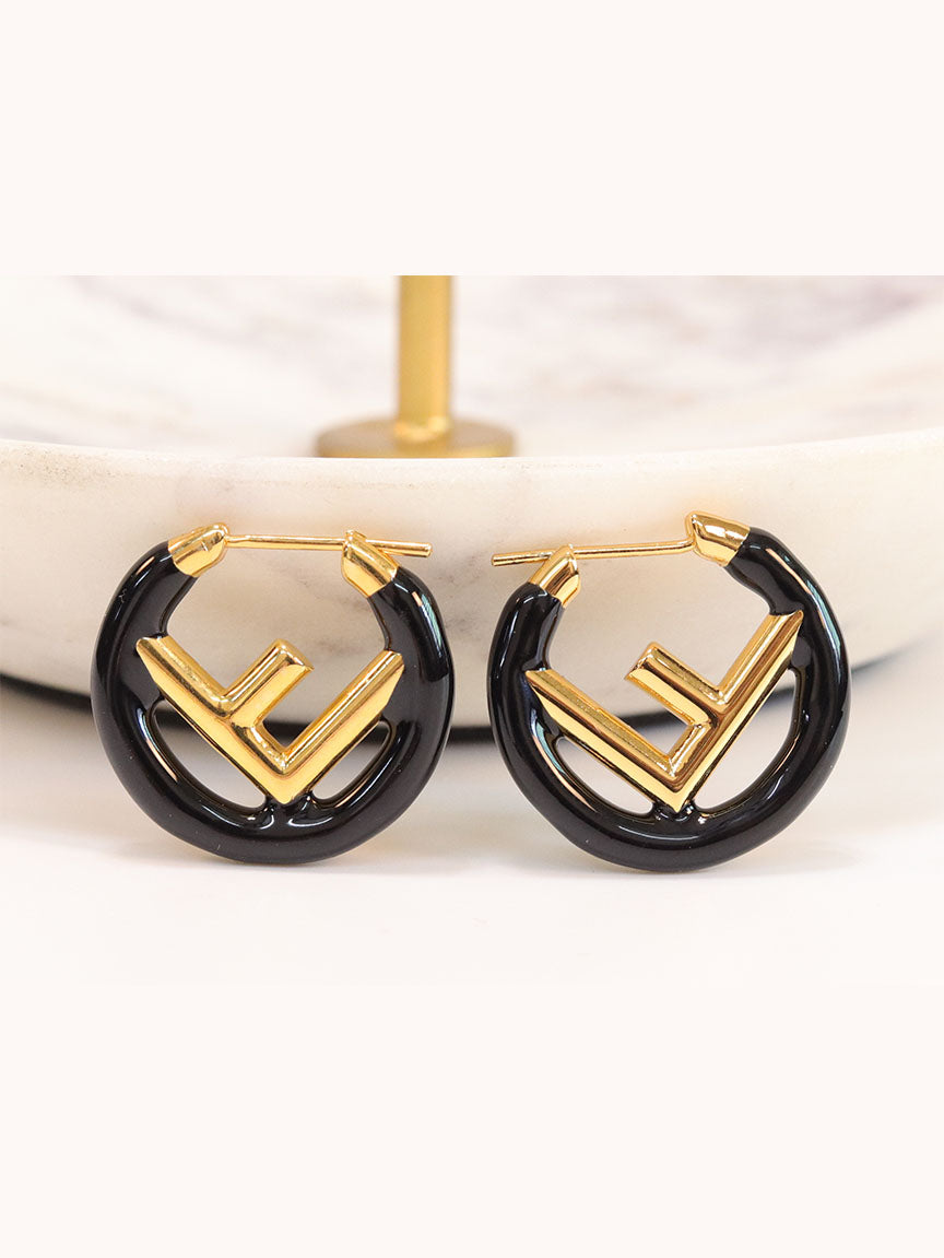 Black Alphabet F Hoops 25mm