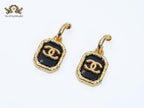 Double C gold foil and black enamel dangles