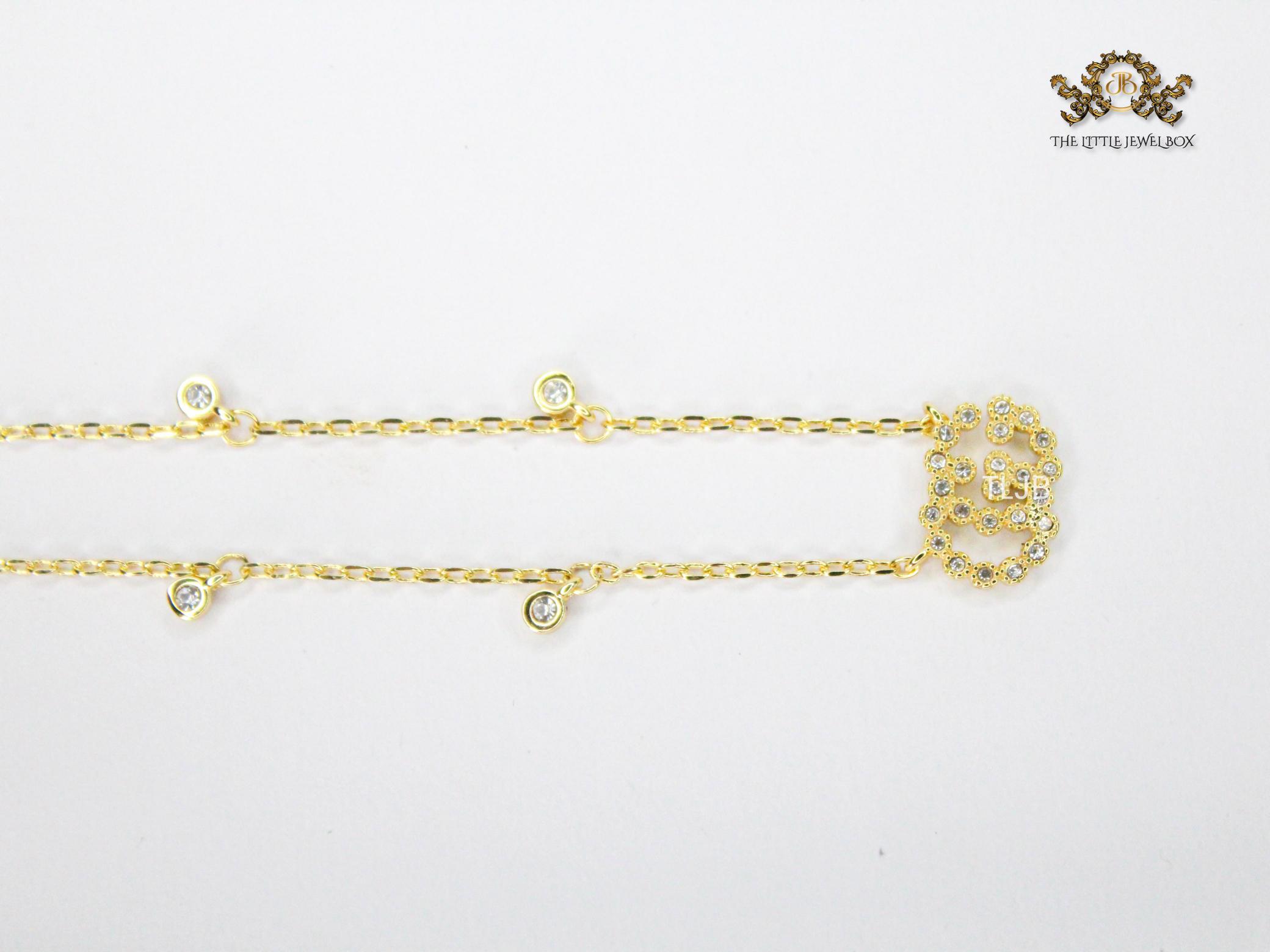 Alphabet Double G chain with CZ in gold