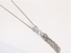 Platinum panther face sleek tassel pendant