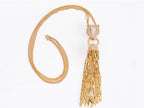 Gold panther face sleek tassel pendant