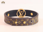 Alphabet L & V brown leather bracelet