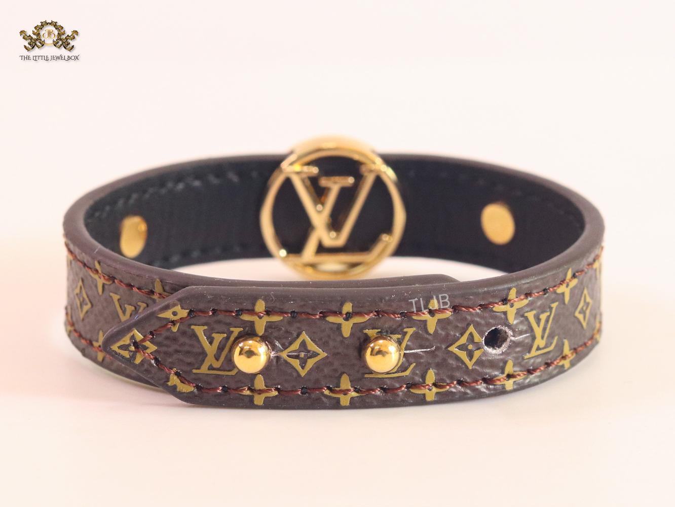 Alphabet L & V brown leather bracelet