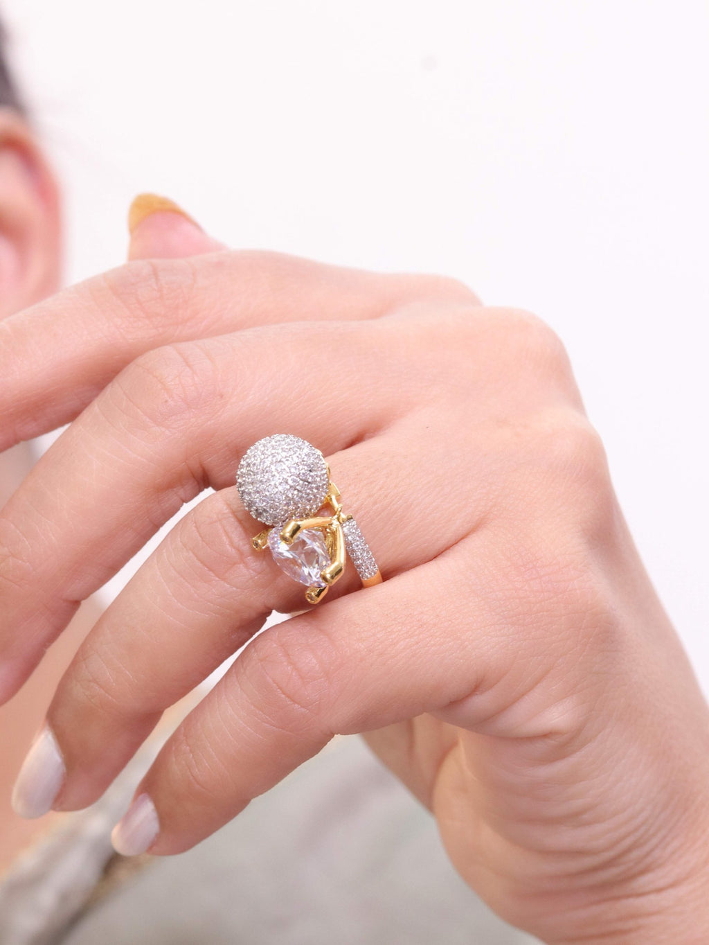 Gold double Cz bomber ring