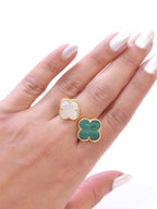 Double WHITE & GREEN malachite ring