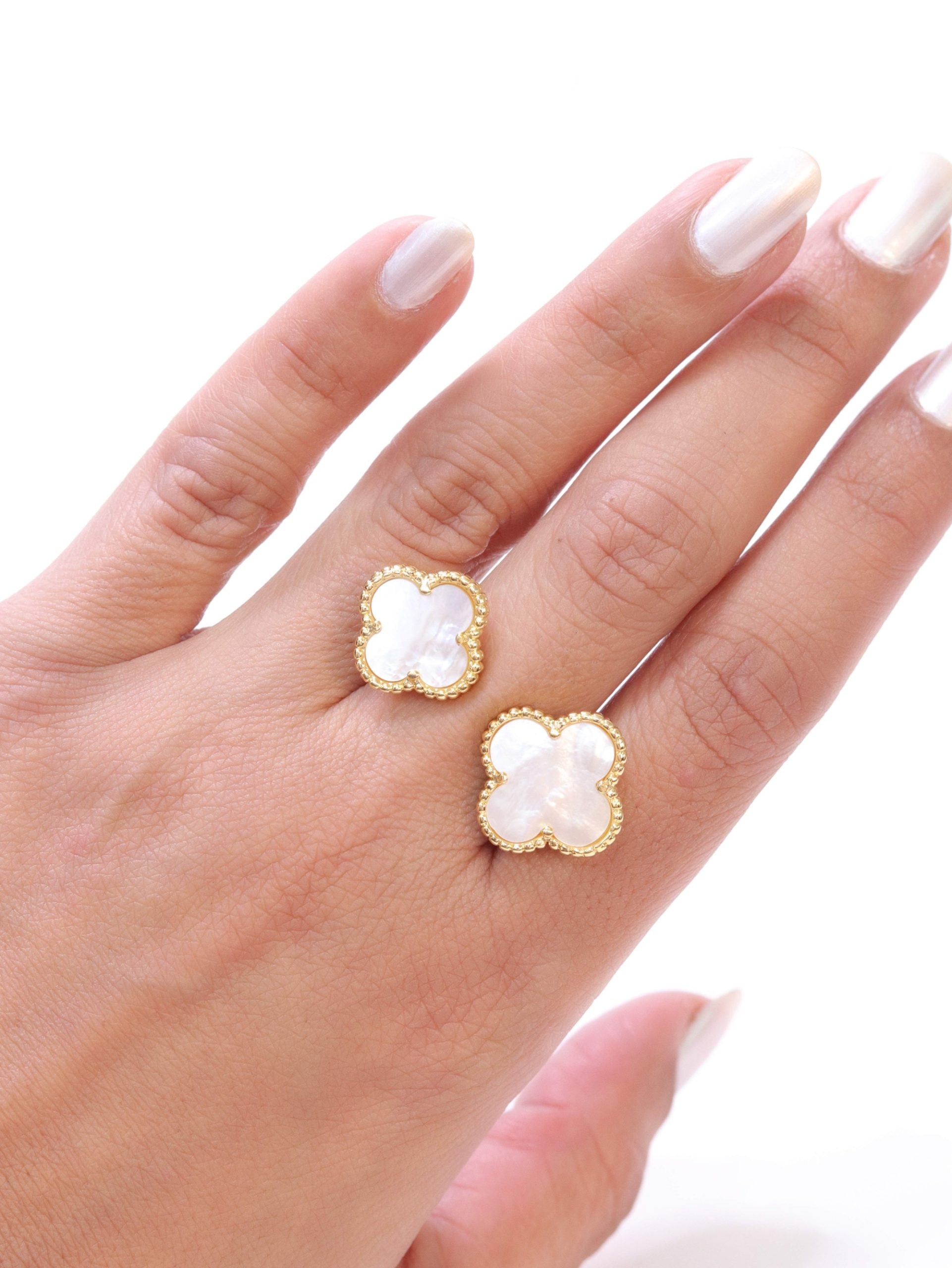 Double WHITE malachite ring