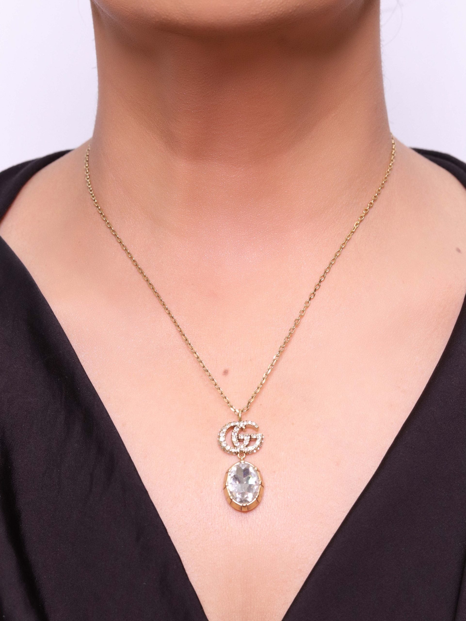 Rustic Double G white drop pendant