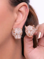 Panther head stud earrings in rose gold plating and cz