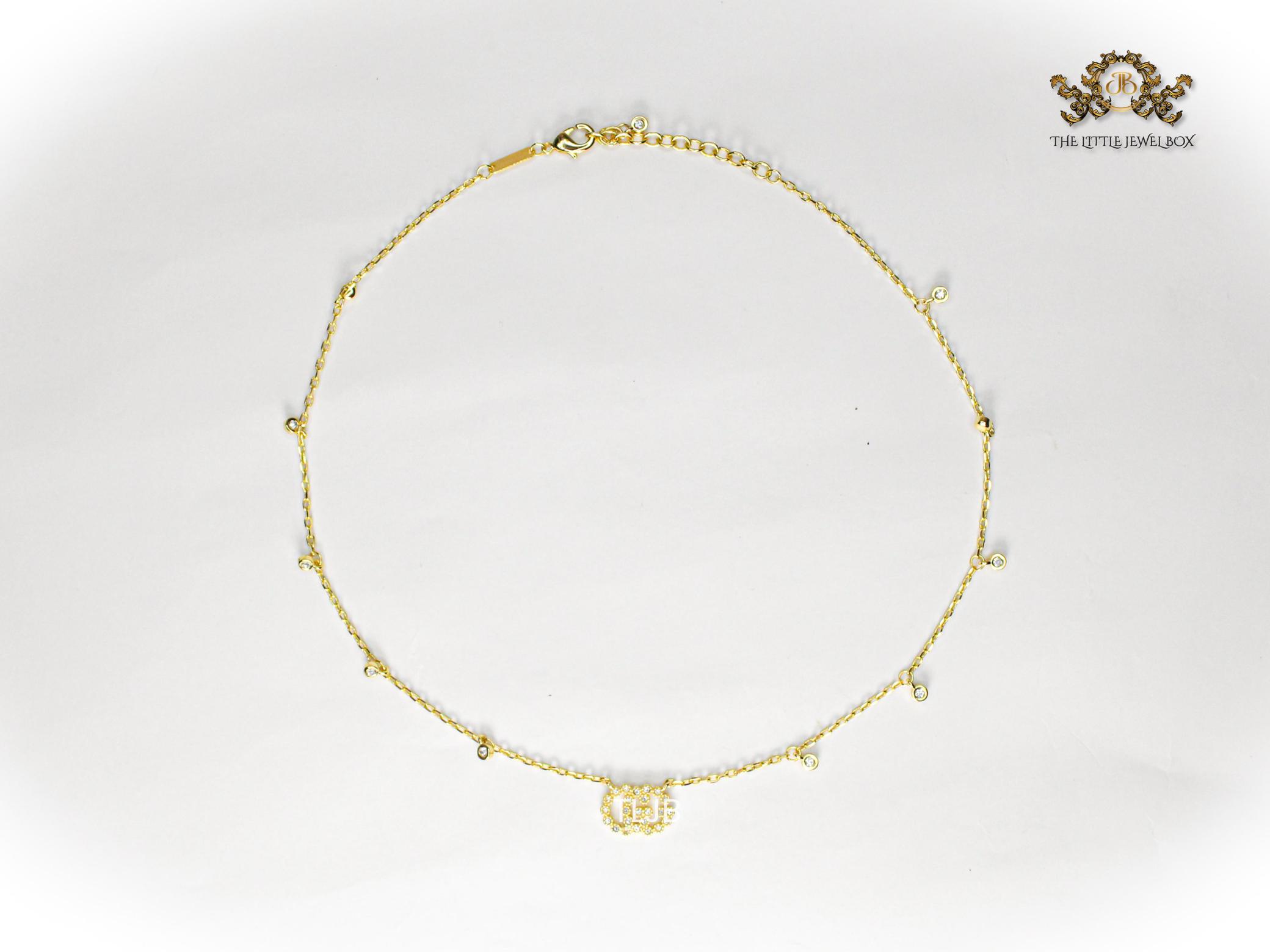 Alphabet Double G chain with CZ in gold