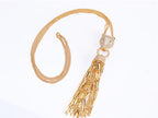Gold panther face sleek tassel pendant