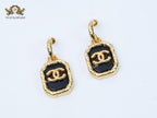 Double C gold foil and black enamel dangles