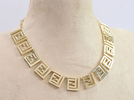 Alphabet F Geometric Gold Necklace