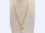 Lion and pearl drop link double C chain
