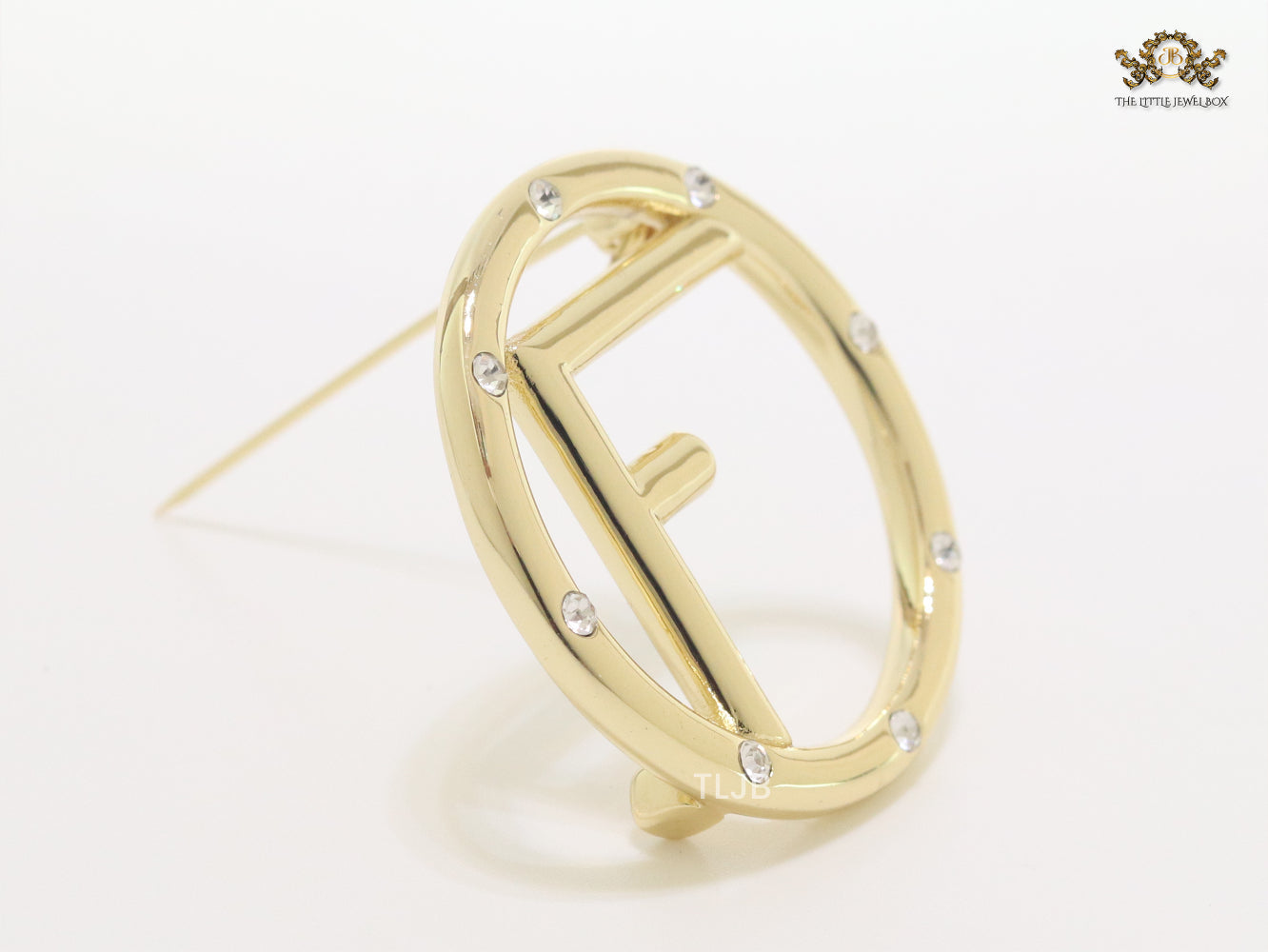 Alphabet F Diamond Studded Brooch