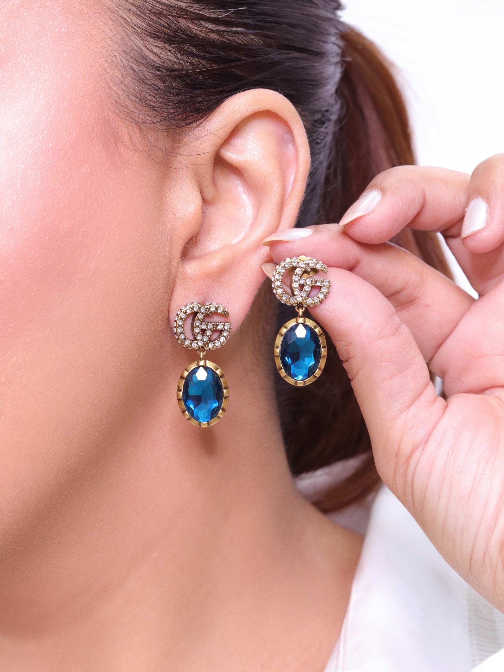 Rustic double G turquoise drops