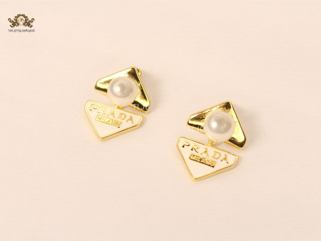 Alphabet P white triangle Studs
