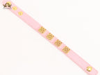 Alphabet L pink leather bracelet