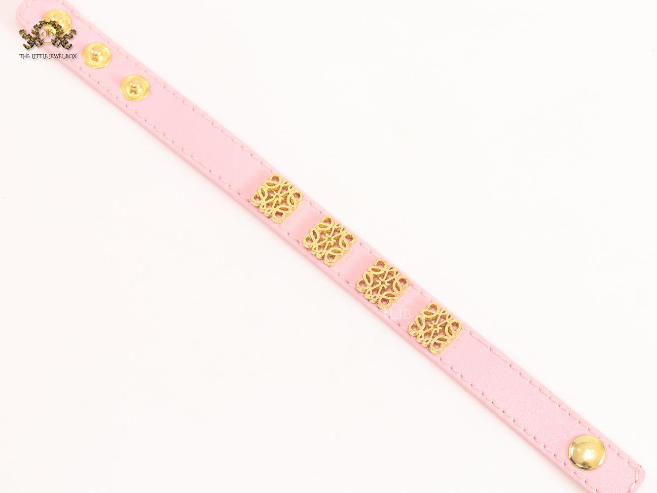 Alphabet L pink leather bracelet
