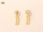 alphabet D pearl studded bomber earrings