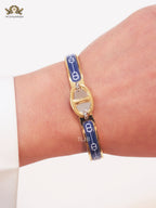 Alphabet H seek bracelet with blue print