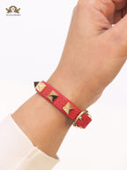 Alphabet V rockstud red bracelet