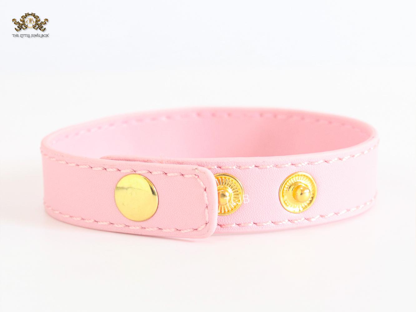 Alphabet L pink leather bracelet