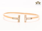 Alphabet T MOP and rose gold sleek bracelet