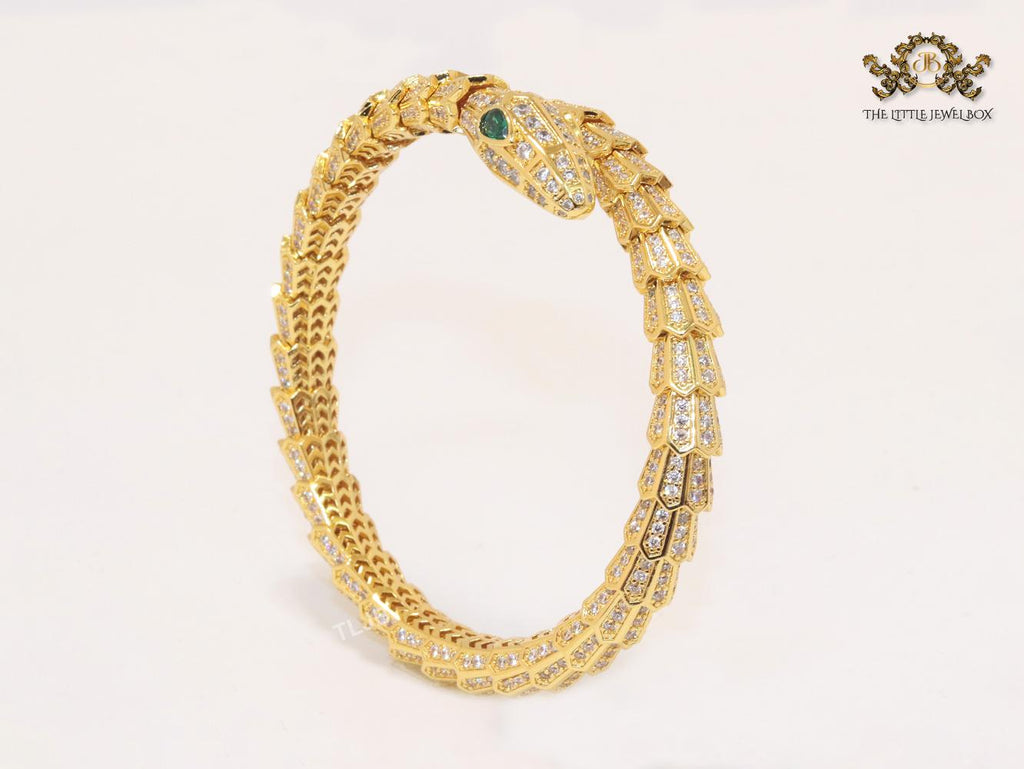 Gold snake and cz bracelet