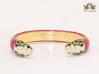 Two snake head red leather bracelet