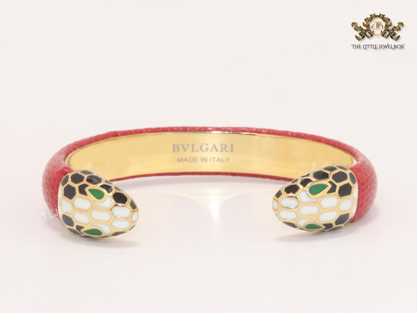 Two snake head red leather bracelet