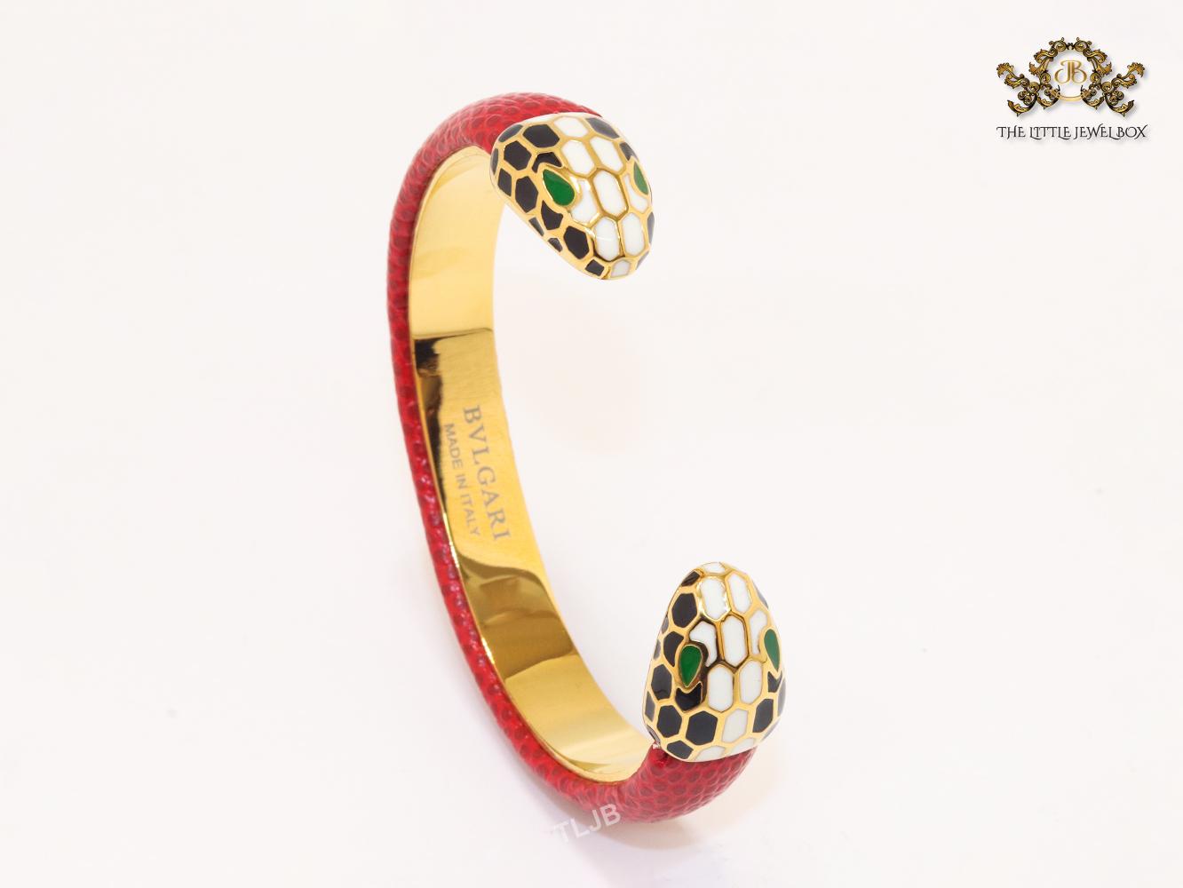 Two snake head red leather bracelet