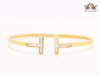 Alphabet T MOP and gold sleek bracelet