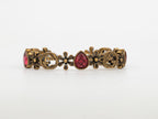 Rustic copper Double G and flowers hard bracelet with ruby