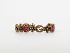 Rustic copper Double G and flowers hard bracelet with ruby