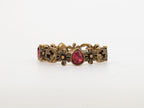 Rustic copper Double G and flowers hard bracelet with ruby