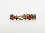 Rustic copper Double G and flowers hard bracelet with ruby
