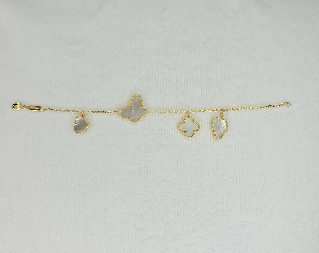 Alphabet VC Gold Butterfly & Clover Charm Bracelet