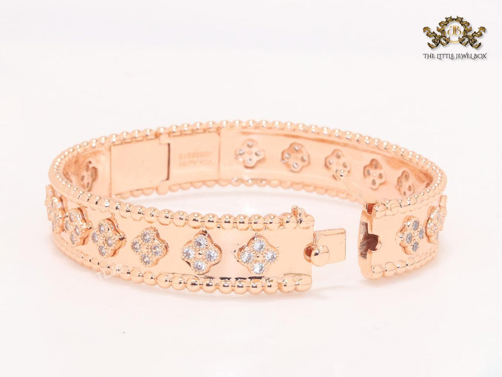 Rose gold clover motif CZ bracelet