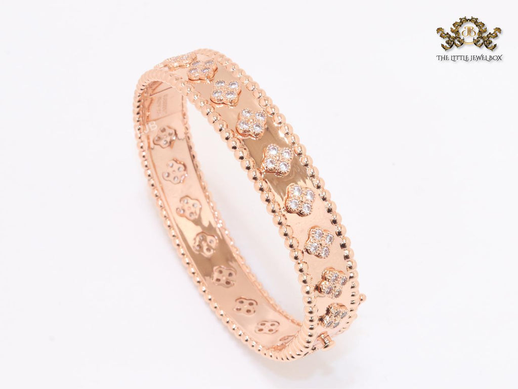 Rose gold clover motif CZ bracelet