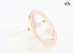 Pink enamel Double G Brooch