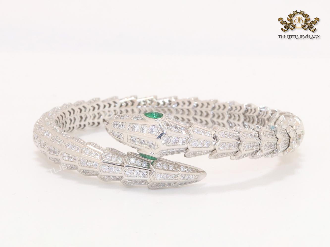 Platinum serpentine and cz bracelet
