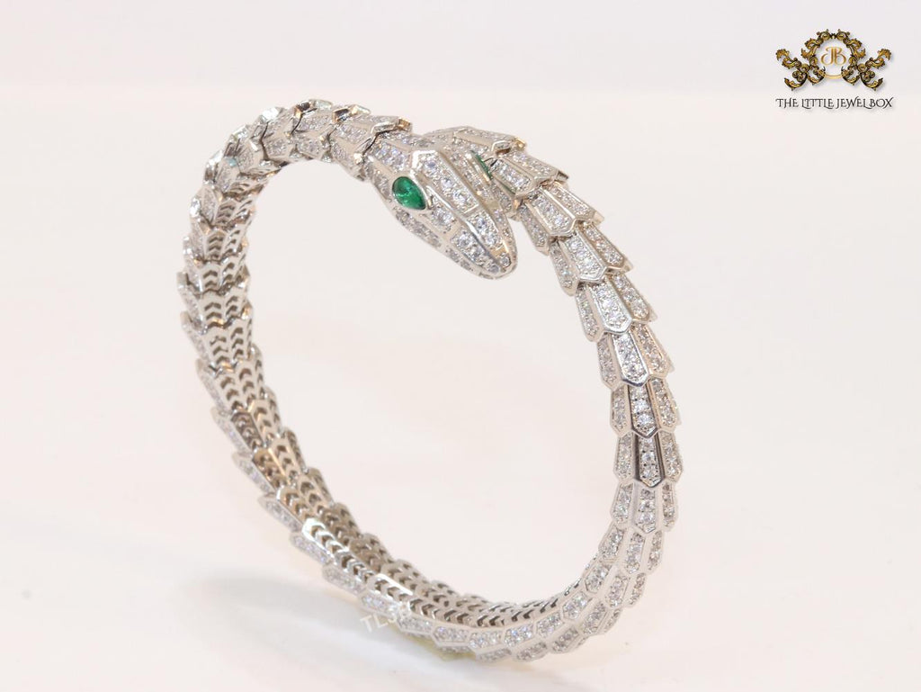 Platinum snake and cz bracelet